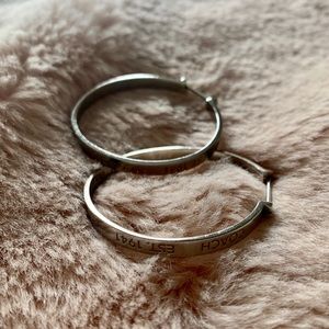 Coach Silver Logo Hoop Earrings